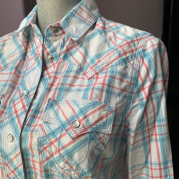 True Religion Western Fitted Plaid Shirt - Picture 3 of 9